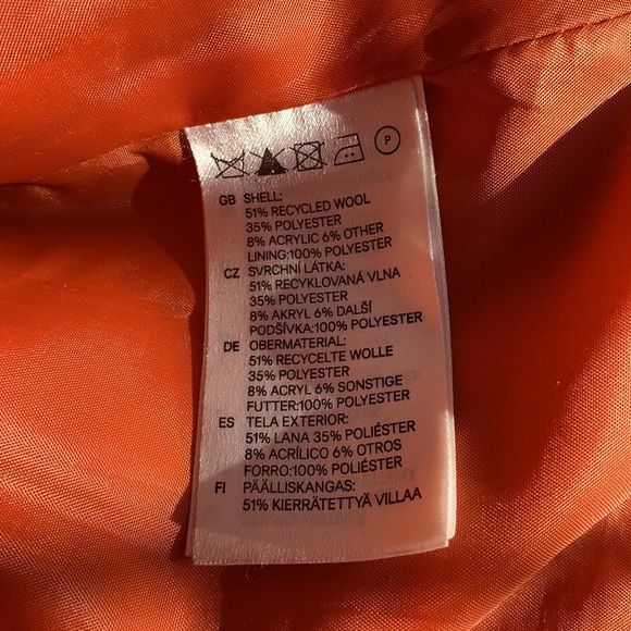 H&M Divided Wool Orange Retro Paddington Style Pea Jacket - Picture 6 of 6